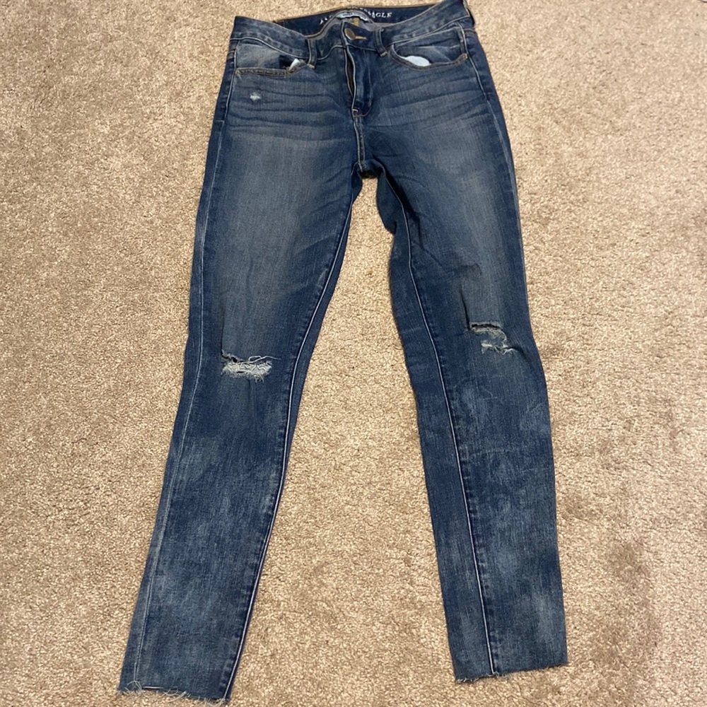 Dark Blue Distressed Skinny Jeans - Women